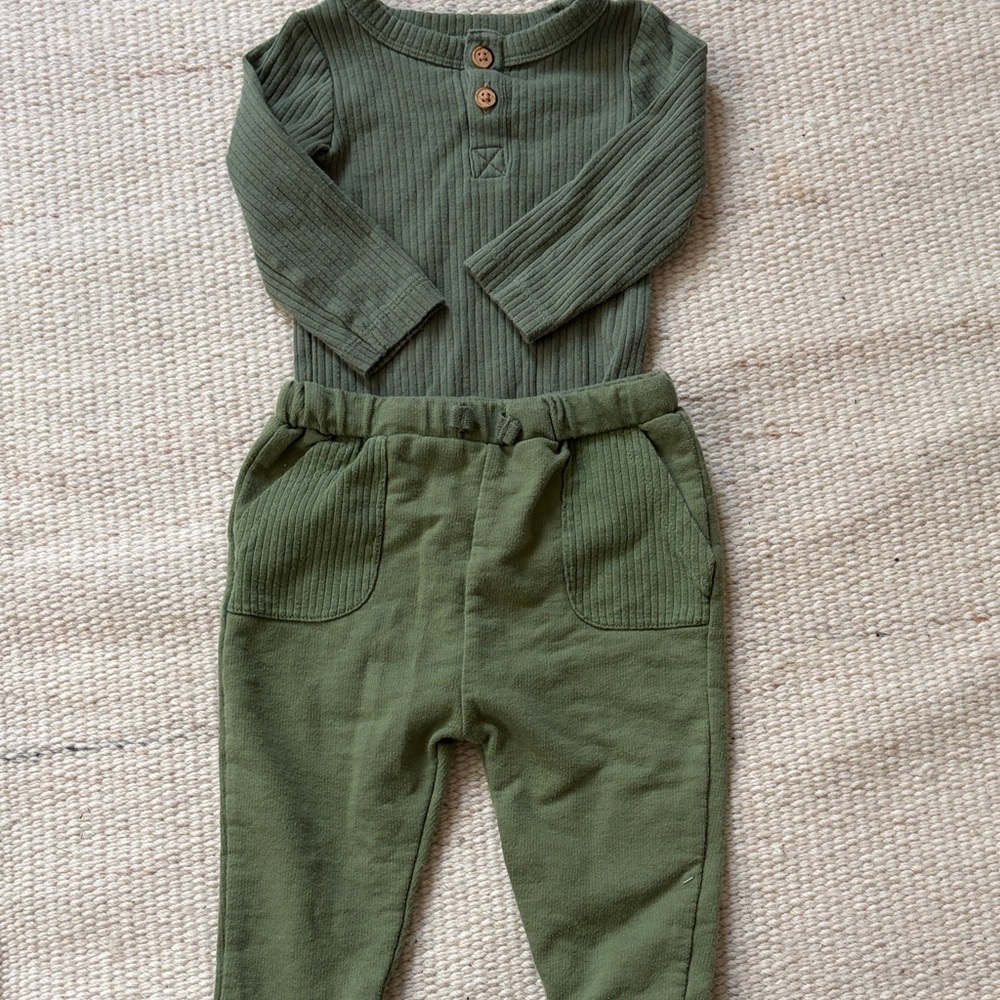 Cat & Jack Olive Ribbed Kids Set